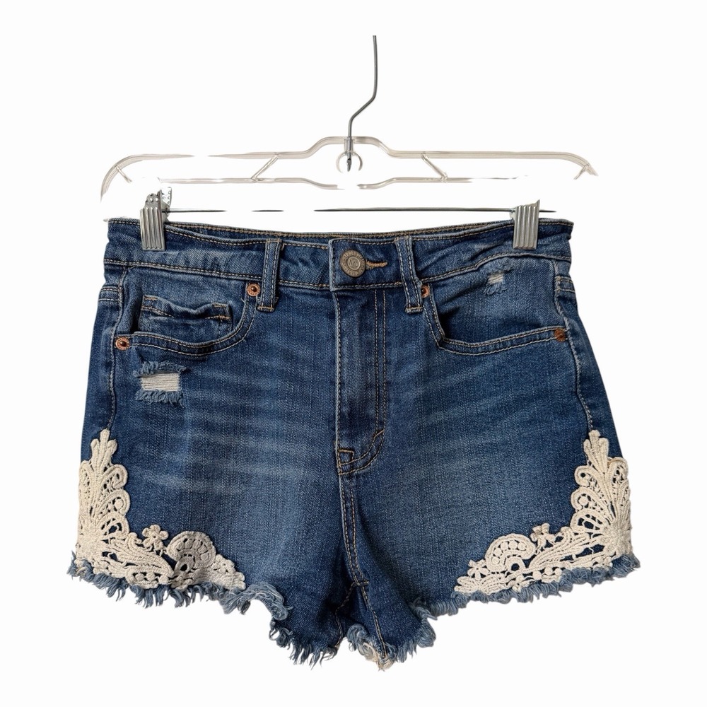 Aeropostale High Waisted Shorty Crochet Detail Shorts